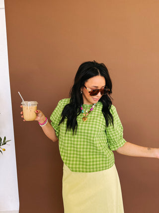 matcha latte gingham top
