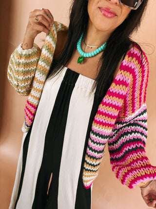 rush hour multicolor cardigan - pink