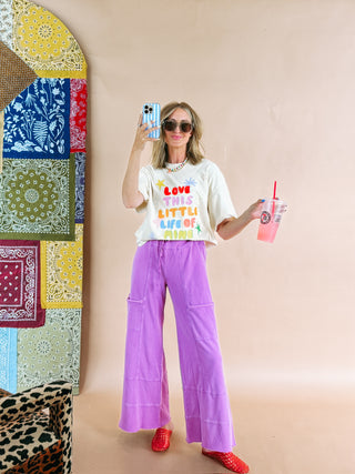 orchid bloom wide leg pants