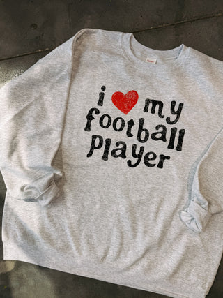 ETTA OG | i love my football player sweatshirt - ash