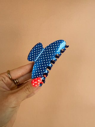 ETTA OG | posh polka dot hair clip - blue