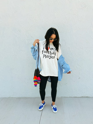 ETTA OG | i love my football player graphic tee - ivory
