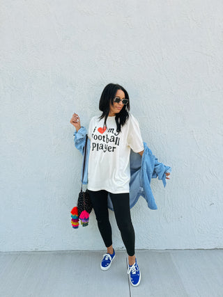 ETTA OG | i love my football player graphic tee - ivory
