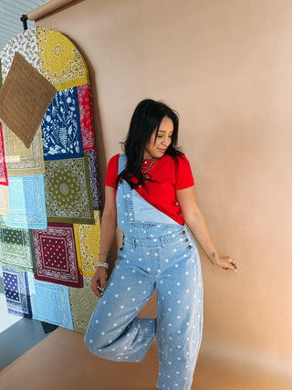 time after time button top - red