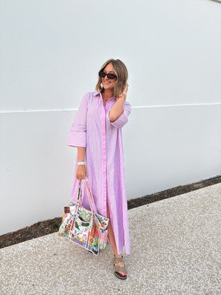 white lotus maxi dress - pink