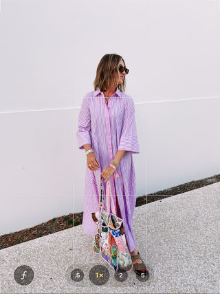 white lotus maxi dress - pink