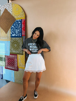 eliza lace mini skort - off white