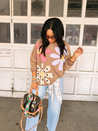 fresh flowers sweatshirt - brown