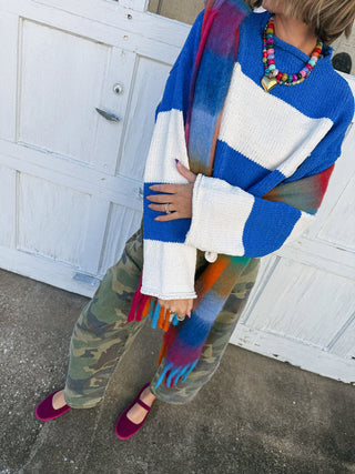 blue over you stripe sweater