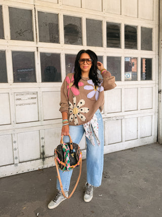 fresh flowers sweatshirt - brown
