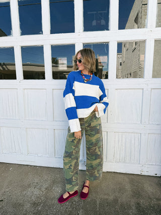 blue over you stripe sweater