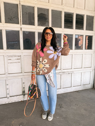 fresh flowers sweatshirt - brown