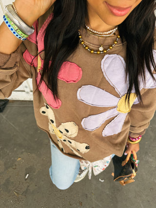 fresh flowers sweatshirt - brown