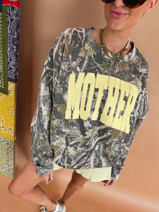 ETTA OG | varsity mother camo sweatshirt - yellow