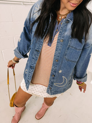 celestial dreams denim jacket