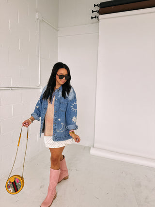 celestial dreams denim jacket