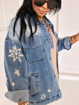 celestial dreams denim jacket
