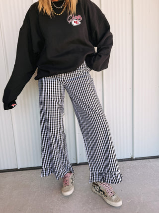 girly gingham pants - black