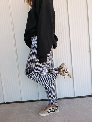 girly gingham pants - black