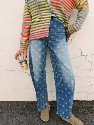 SAIGE | presley polka dot barrel jeans