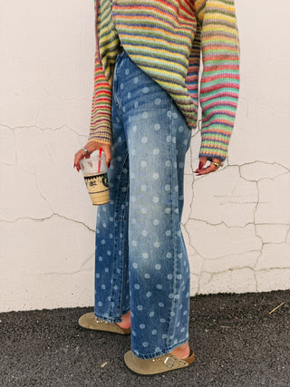 SAIGE | presley polka dot barrel jeans