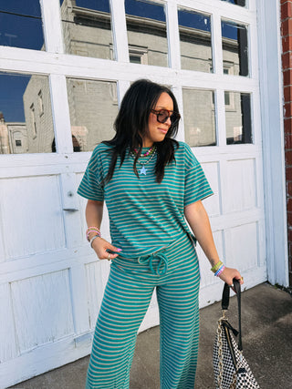 emerald stripe fleece top