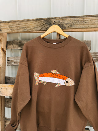 HANDMADE | fish sweatshirt - brown #1