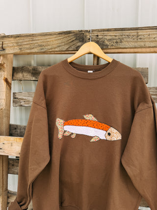 HANDMADE | fish sweatshirt - brown #1