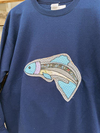 HANDMADE | fish sweatshirt - navy #2