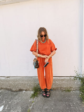 autumn orange two piece set