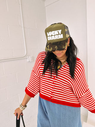 small talk stripe sweater - red