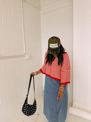 small talk stripe sweater - red