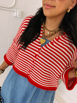 small talk stripe sweater - red