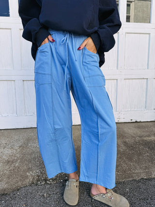 dazed drawstring barrel pants - blue
