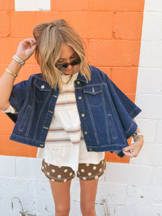 dark denim cape jacket