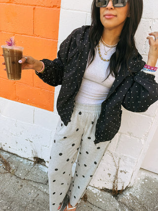 midnight rain polka dot jacket