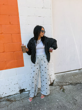 midnight rain polka dot jacket