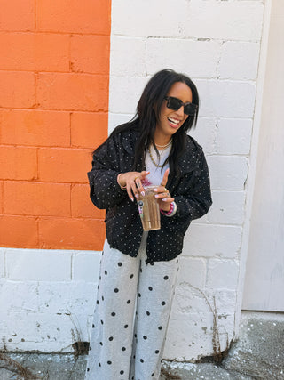 midnight rain polka dot jacket