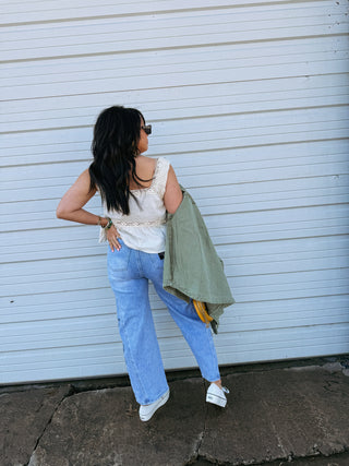 azalea eyelet barrel jeans