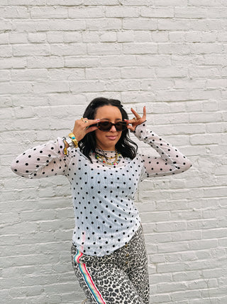 polka dot mesh top