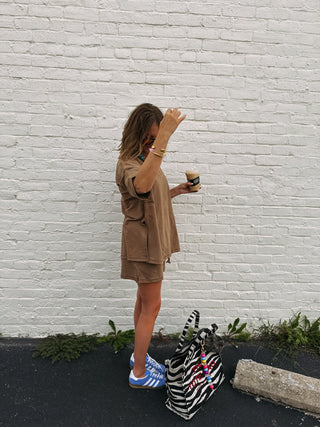 tennis court two piece set - cocoa