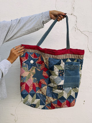 HANDMADE | autumn barn quilt tote bag #1