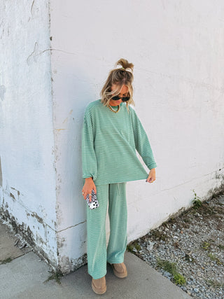 soulmate stripe two piece set - green