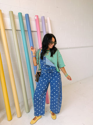 paper route polka dot overalls