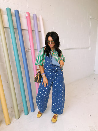 paper route polka dot overalls