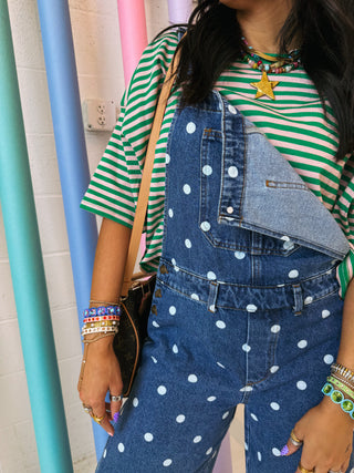 paper route polka dot overalls
