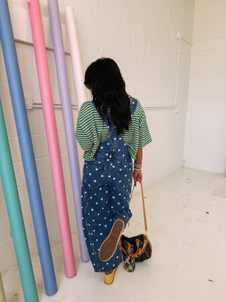 paper route polka dot overalls