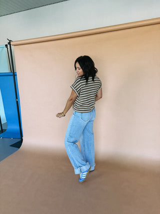 mocha cream stripe top