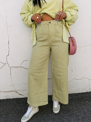 good news gingham pants - green
