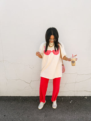 ETTA OG | bikini graphic tee - ivory / pink
